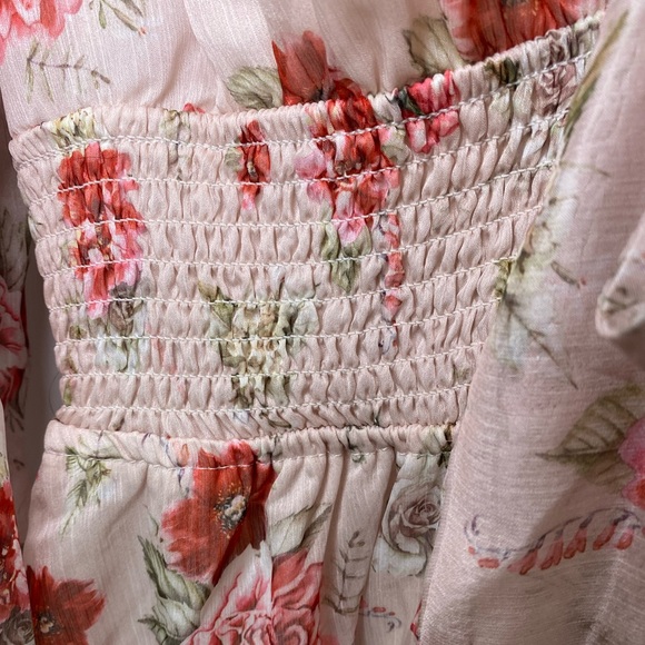 Floral Tie-Front Mini Dress - Pink/Cream Size 2X - Picture 4 of 4